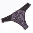 thumbnail image 2 of Alun Women's Stylish Floral Print Thong Comfortable Breathable Lace Splicing Underwear Low Rise Lightweight Soft Fashion Everyday Briefs Underwear Black XXL, 2 of 3