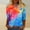 Multicolor, variant on Fall Tops for Women Women's Printed Round Neck Split Sleeve 3/4 Sleeve Tee Butterfly Print Clashing Gradient Top