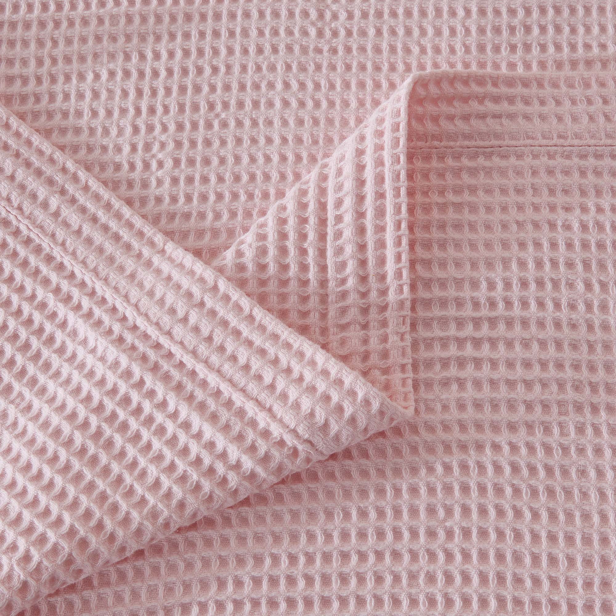 Great Bay Home All-Season Waffle Cotton Bed Blanket 102x90 (King, Blush Pink)