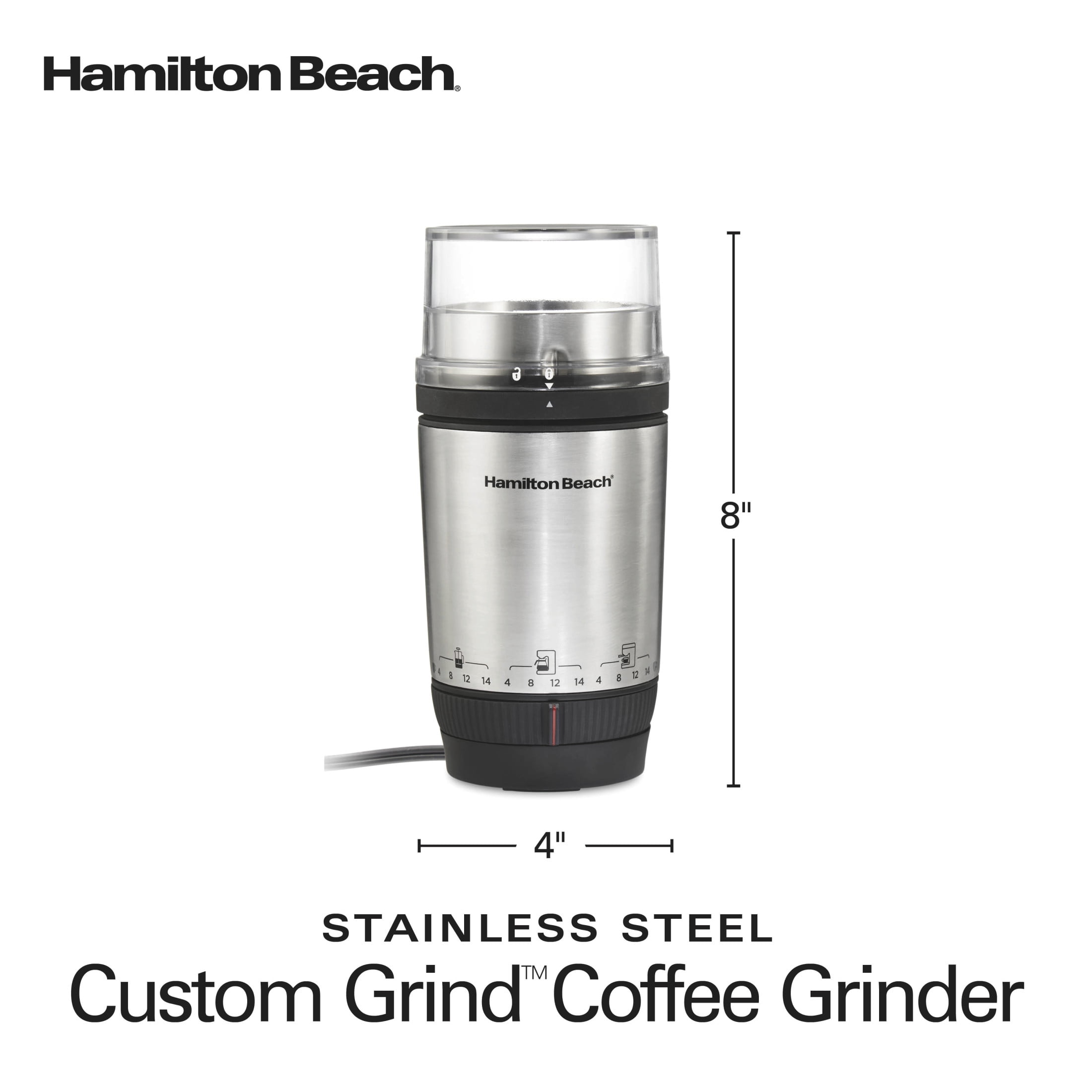 Hamilton Beach Custom Grind Electric Coffee Grinder, 14 Cups, Stainless Steel