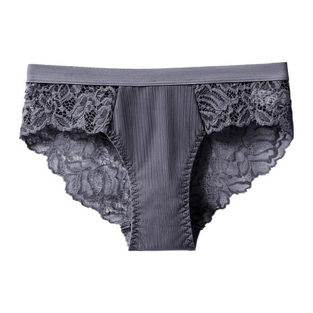 Gray Large M~2Xl Comfort Female Cotton for Women Size 46 Briefs Women Cotton Panties Lady Slim Waist Trainer Plus Size Solid Colors Breathable Lingerie High Waist Lace Pa