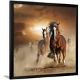thumbnail image 1 of Two Wild Chestnut Horses Running Together in Dust, Front View, Animals Framed Art Print Wall Art by mariait, 1 of 5