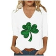 thumbnail image 2 of VgaVtl V-Neck St Patricks Day Shirts Plus Women 3/4 Sleeve Tops Women Loose Leisure Shamrock Saint Shirts Party Tops, 2 of 4