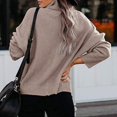 thumbnail image 3 of Duoif Women's Sweaters Women Fashion Pullover Long Sleeve Turtleneck Sweater Blouse Sweaters for Women Khaki M, 3 of 7