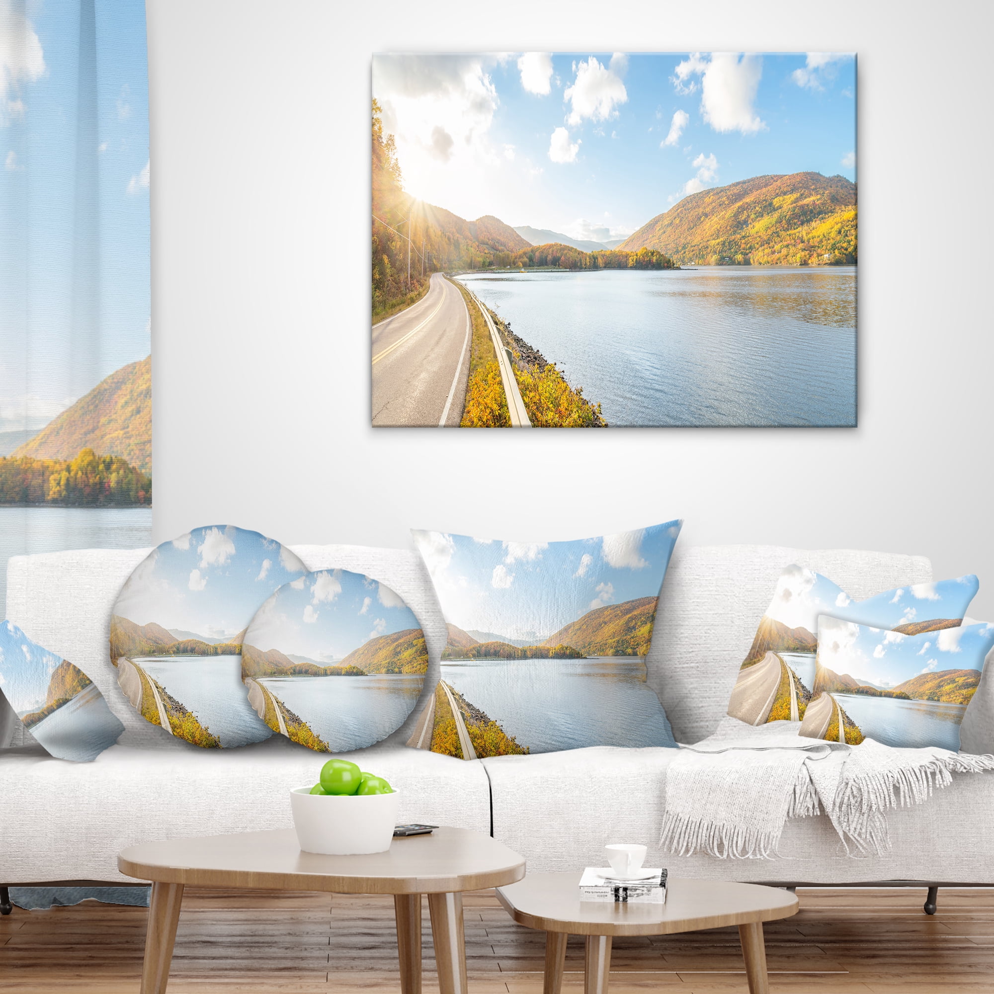 Designart Stunning Autumn Mountains Canada - Landscape Printed Throw Pillow - 18x18