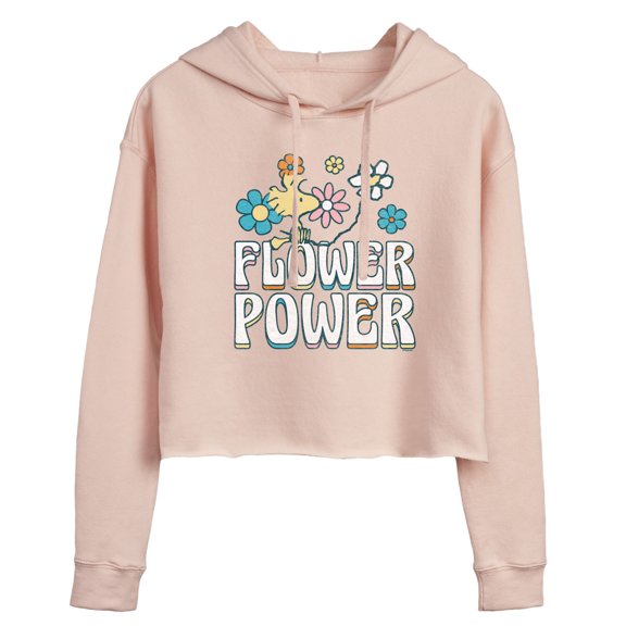 Peanuts - Flower Power - Juniors Cropped Pullover Hoodie