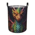 thumbnail image 1 of Balery Whimsical Dragon Color Cool Cesta de ropa redonda con asas, impermeable, independiente, para ropa, juguetes, dormitorio y familia-Medium, 1 of 6