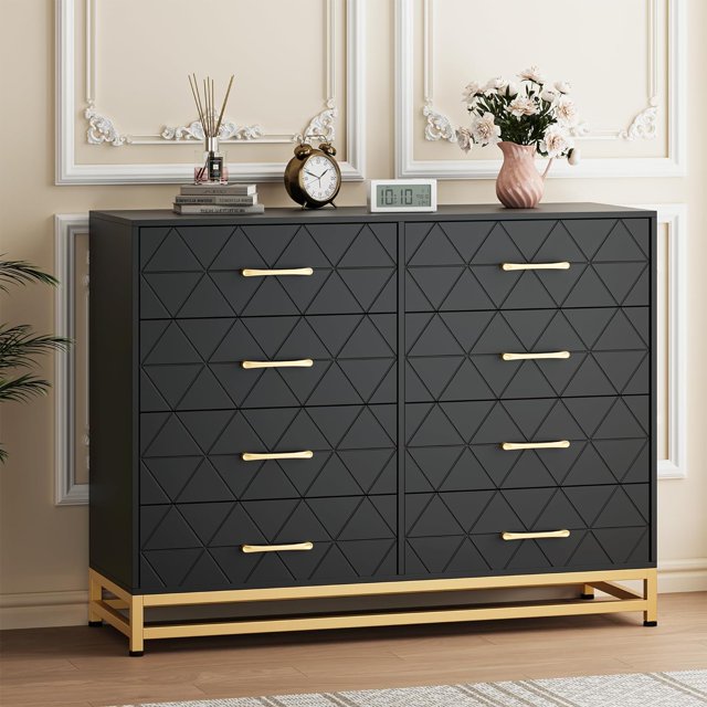 GloryStar Pink 8-Drawer Dresser for Bedroom & Closet Tall Chest with Soft-Close Glides