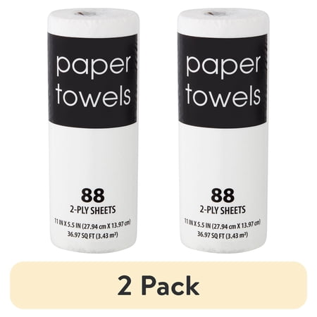 (2 pack) Black and White, 2-Ply Paper Towels, White, 88 Sheets