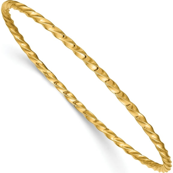 10K Yellow Gold 2.50Mm Twisted Slip-On Bangle (Width 2.5) (Length 8) - Jbsp