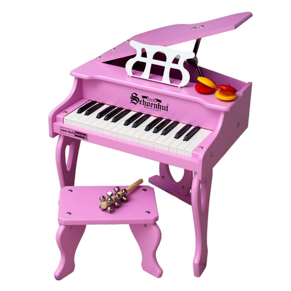 Schoenhut Pink Digital Piano - Digital Kids Piano Keyboard with 30 Keys and Music Stand - Tabletop Learn to Play Piano - Baby Grand Piano Develops Brain Memory - Grand Piano for Kids and Toddlers