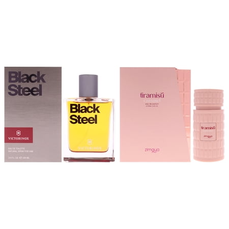 Various Designers Swiss Army and Zimaya Kit , 2 Pc Kit 3.4oz Black Steel EDT Spray, 3.4oz Tiramisu - Caramel EDP Spray