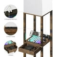 thumbnail image 5 of Floor Lamp with Shelves, Modern Dimmable Standing Lamp with Drawer & 2  Ports & 2 Power Outlet, Corner Tall Shelf Lamp for  Room and  (Rustic Browm), 5 of 14
