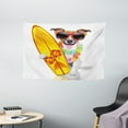 thumbnail image 1 of Ride The Wave Tapestry, Surfer Puppy with Sunglasses and Tropical Hibiscus Flowers Hawaiian Dog Print, Wall Hanging for Bedroom Living Room Dorm Decor, 60W X 40L Inches, Multicolor, by Ambesonne, 1 of 2