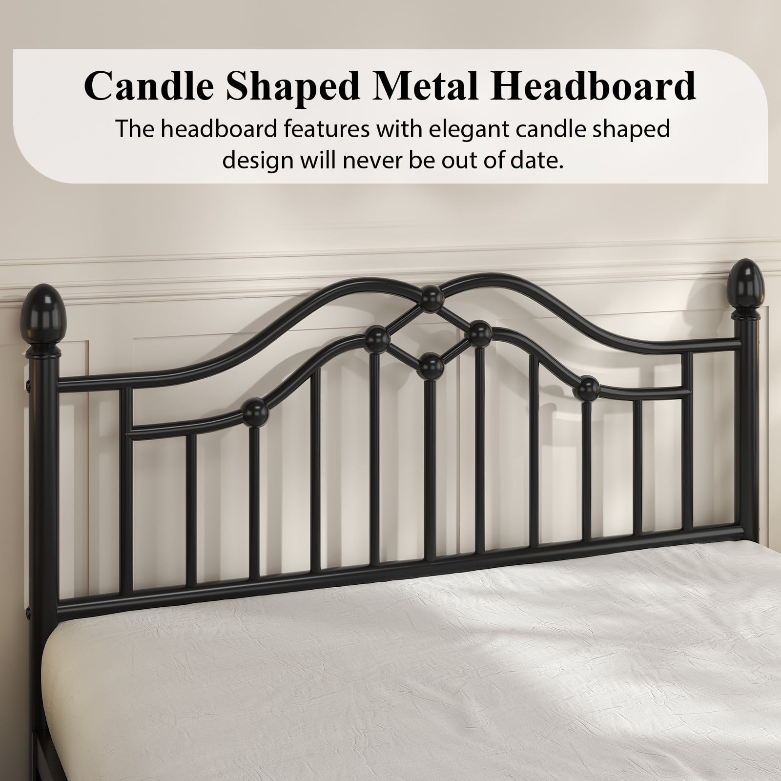 EBERY Queen Metal Platform Bed Frame with Headboard and Footboard, Sturdy Steel Slat Support, Easy Assembly, Black