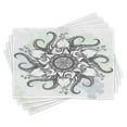 thumbnail image 1 of Ambesonne Octopus Place Mats Set of 4, Drawn Mandala Flower, Standard Size, Grey White, 1 of 6