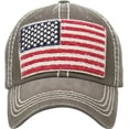 thumbnail image 3 of Olive American USA Vintage Distressed Washed Baseball Cap Dad Hat, 3 of 4