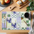 thumbnail image 2 of Spring Floral Checkered Placemats Set of 6, Sage Green Purple Buffalo Plaid Placemats for Dining Table, Place Mats for Kitchen Tabletop, Waterproof Wipeable Dining Table Mats Set, 2 of 9