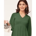 thumbnail image 5 of Moomaya Elegant Solid Long Sleeve Dress - V Neck, Empire Waist, Evening Wear, 5 of 9