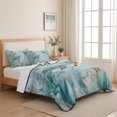 thumbnail image 5 of Full Quilt Set 78''x90'', Coastal Turtle Lightweight Bedspread Coverlet Set with 2 Pillow Shams, Nautical Eucalyptus Leaves Coral Seaweed Breathable All Season Quilt Bedding for Bedroom/Guest Room, 5 of 9