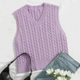 thumbnail image 3 of Lisingtool Tank Tops for Women Women Casual Print Sleeveless V Neck Ribbed Knit Split Pullover Sweater Vest Blouse Purple Promotion Sale, 3 of 5