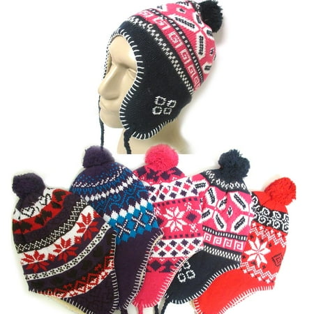 - 1 Unisex Peruvian Winter Ear Flap Muff Ski Hat Kids Teens Skully Beanie Cap Snow