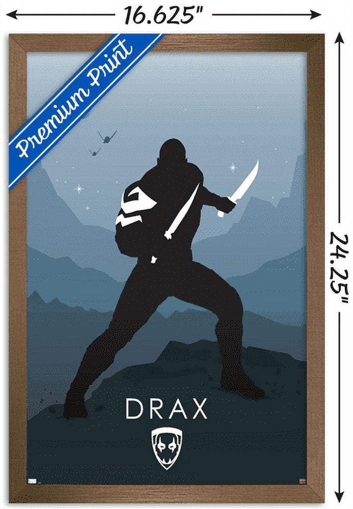 Marvel Heroic Silhouette - Drax Wall Poster, 14.725" x 22.375", Framed