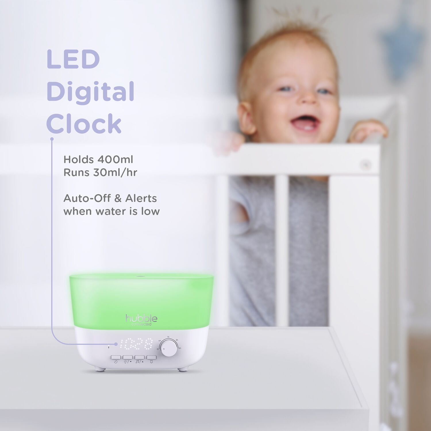 Hubble Mist 5-in-1 Humidifier with Aroma Diffuser, Bluetooth Speaker, & Multi-Color Night Light