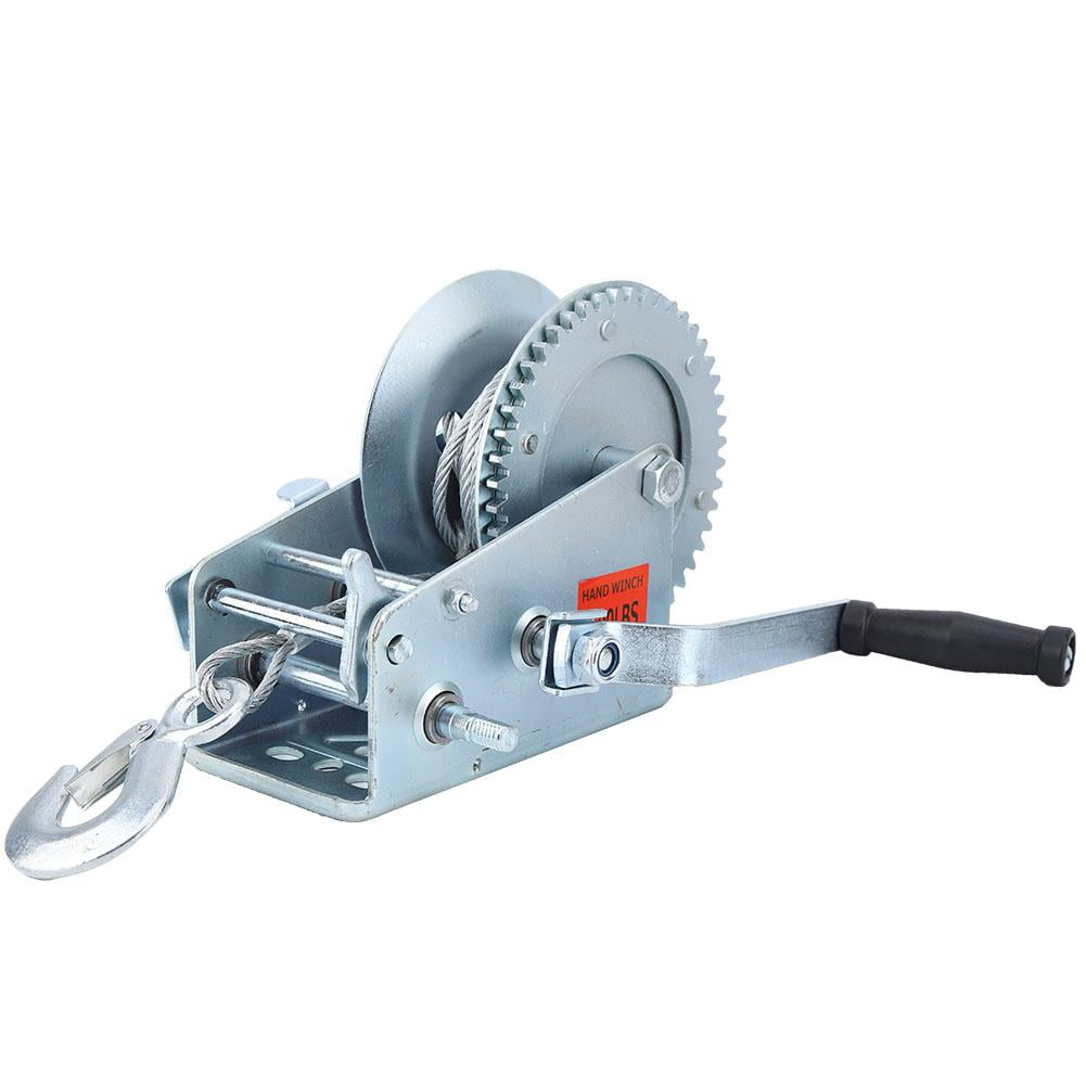 Kritne 3500lbs Dual Gear Hand Winch Crank 10m Steel Strap Heavy Duty