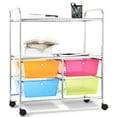 thumbnail image 1 of Costway 4 Multifunctional Drawers Rolling Storage Metal Cart Rack Shelves Home Office, 1 of 10