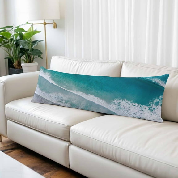 Dark Teal Beach Body Pillow Covers 20"x60", Summer Sea Waves Coastal Nautical Soft Brushed Microfiber Breathable Throw Pillow Covers, Pillowcase with Zipper for Couch Sofa Bedroom Living Room