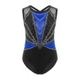 thumbnail image 3 of renvena Gymnastics Leotard for Girls Sleeveless Sparkle Dance Bodysuit Athletic Unitard with Shorts Hairband Blue 16, 3 of 7