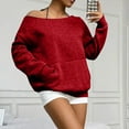 thumbnail image 7 of Qwertyu Womens Off Shoulder Sweatshirt Drop Shoulder Oversized Long Sleeve Pullover Top Red 2XL, 7 of 7