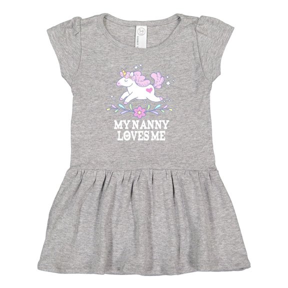 Inktastic My Nanny Loves Me Girl Unicorn Girls Baby Dress