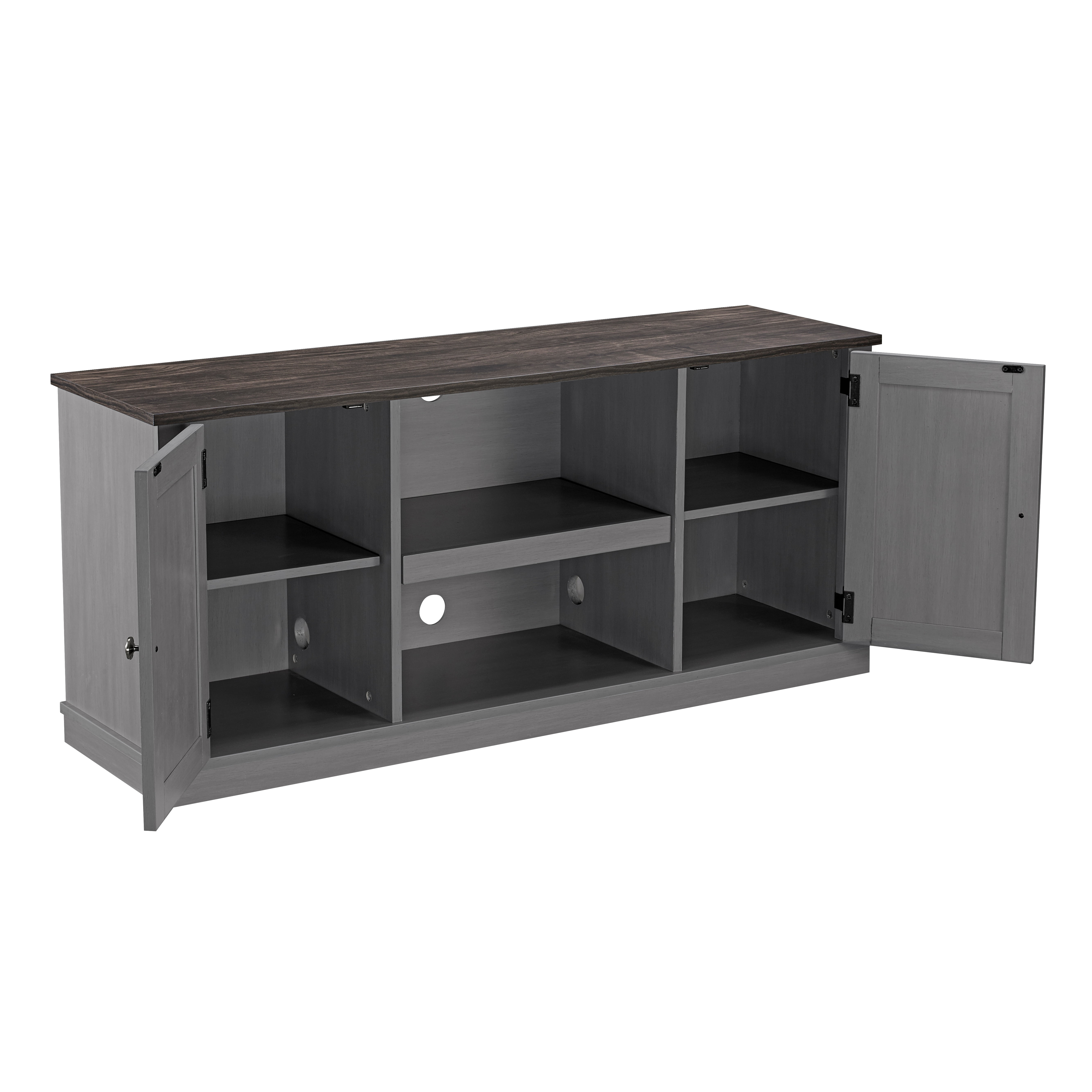 Joy River 54" Rustic TV Stand with Barn Door Cabinets,Grey