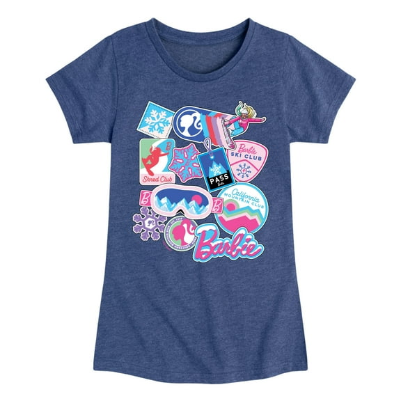 Barbie - Ski Sticker Collage - Toddler And Youth Girls Fitted Short Sleeve Graphic T-Shirt