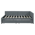 thumbnail image 3 of Full Size Upholstered Daybed with 2 Storage Drawers Sofa Bed Frame No Box Spring Needed, Linen Fabric (Gray), 3 of 9