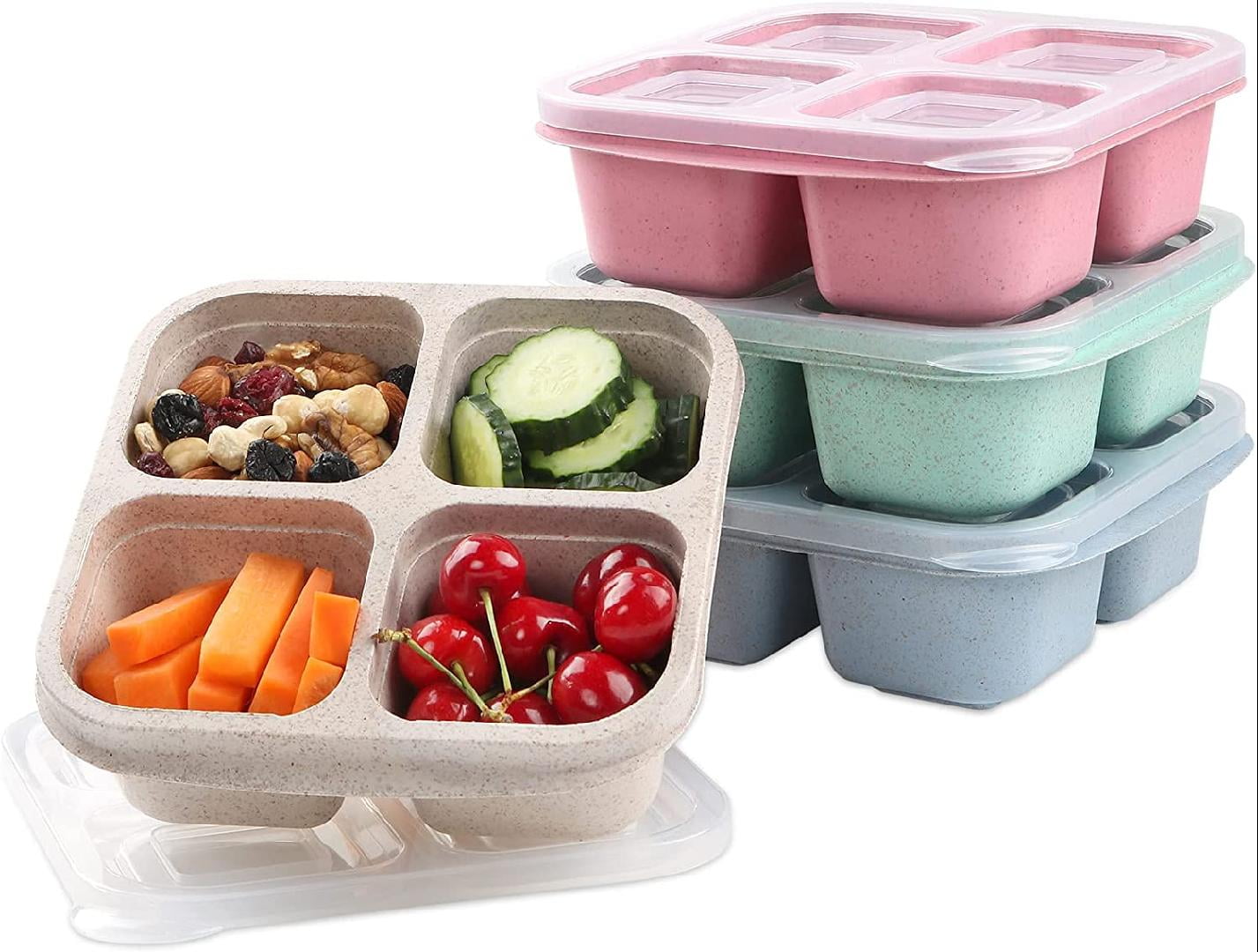 Snack Containers, 4 Pack Reusable Lunchable Container, 4 Compartments