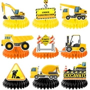 Construction Honeycomb Centerpieces,9pcs Construction Party Centerpieces,Construction Truck Honeycomb Centerpieces & Excavator Honeycomb Decoration,for Construction Birthday Party Supplies Decoration