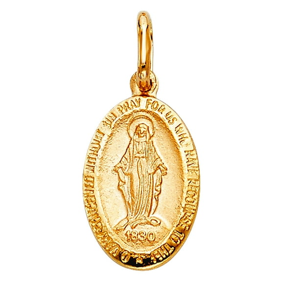 14k Yellow Gold Miraculous Medal 25mm Tall Pendant Necklace Pendant for Women - 1.7 Grams