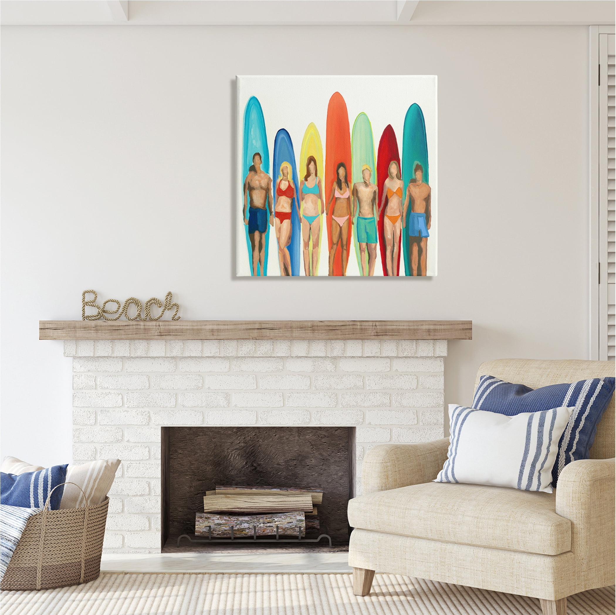 Stupell Industries Surfers & Boards Summer Sports Painting Gallery Wrapped Canvas Print Wall Art, 30 x 30