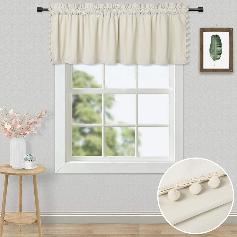 Haperlare Valance Curtain Soft Velvet Room Darkening Short For Bedroom Living Dorm Cream 52 W X 15 L 1 Panel Com