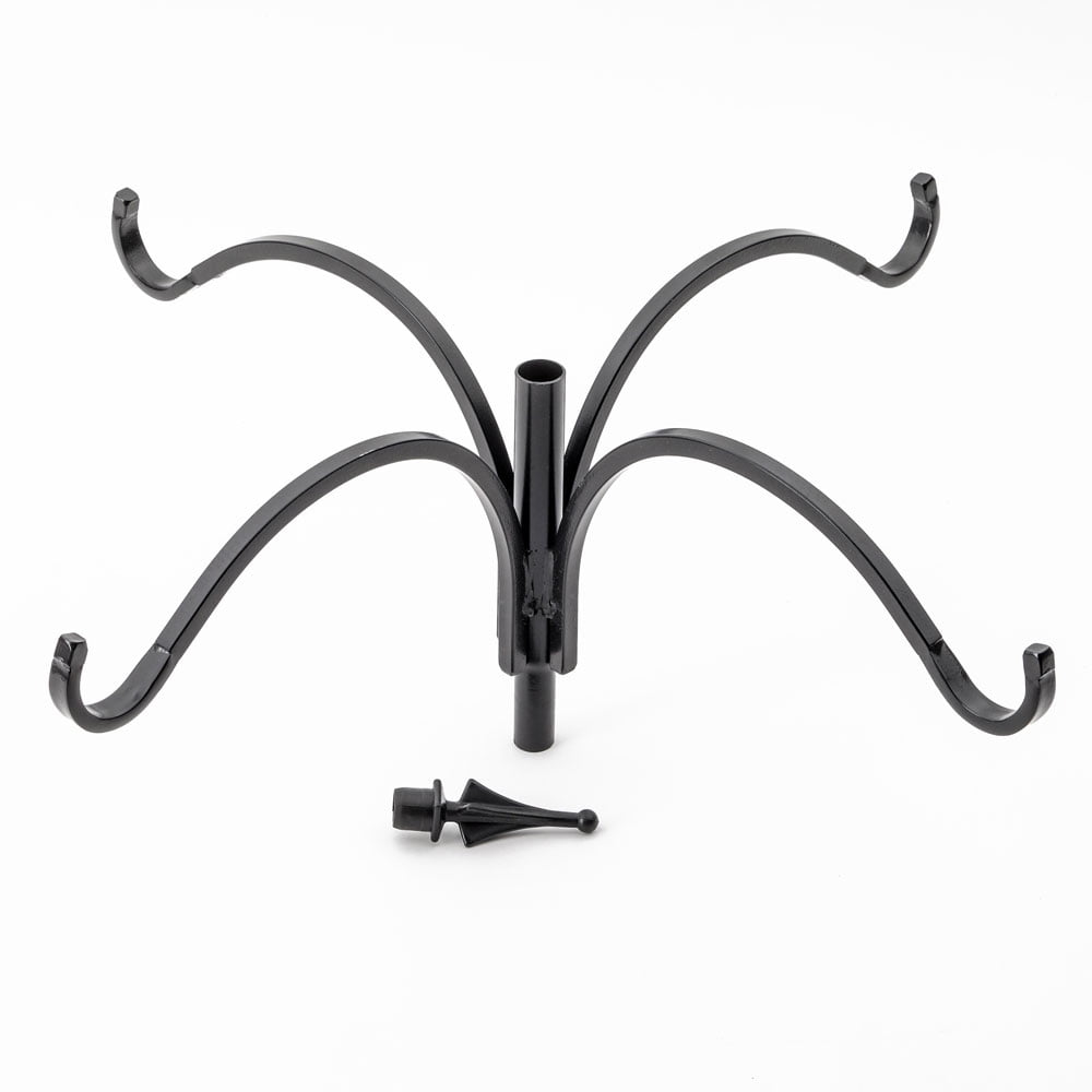Birds Choice 4 Arm Pole Package, Heavy Duty 1" Diameter Bird Feeder Pole Set with Squirrel Baffle, Black
