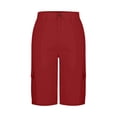 thumbnail image 5 of ZHYou Bermuda Cargo Shorts Women Elastic High Waist 7 Inch Inseam Summer Baggy Jorts for Women with 6 Pockets,Red,Size 2XL, 5 of 6