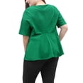 thumbnail image 5 of Mujer TalExtMangas Cortas Frente Nudo retorcido Peplo Top Verde XL, 5 of 5