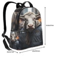 thumbnail image 4 of Lsque Surrealist Cow Pattern Backpack – School Travel Canvas Daypack with Ergonomic Padded Straps, Multiple Compartments & Leather Handle, 4 of 5
