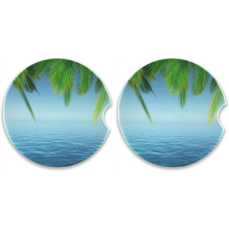 

Hyjoy 2 Pack Summer Sea Car Coasters Drinks Absorbent Ceramic Stone Car Coasters with Fingertip Grip Car Cup Holder Coasters