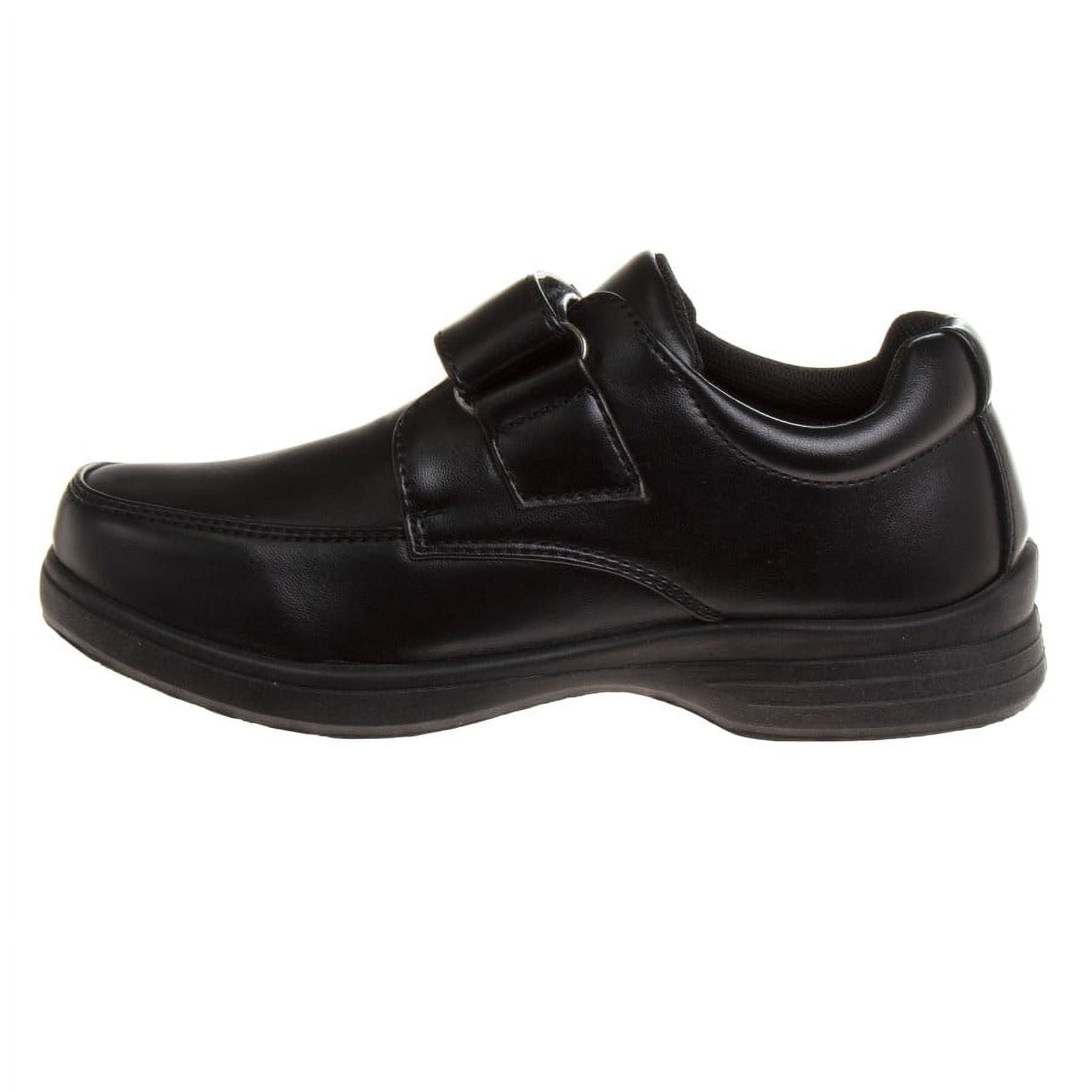 French Toast Hook & Loop Faux Leather School Shoes (Toddler Sizes) - black, Size: 5