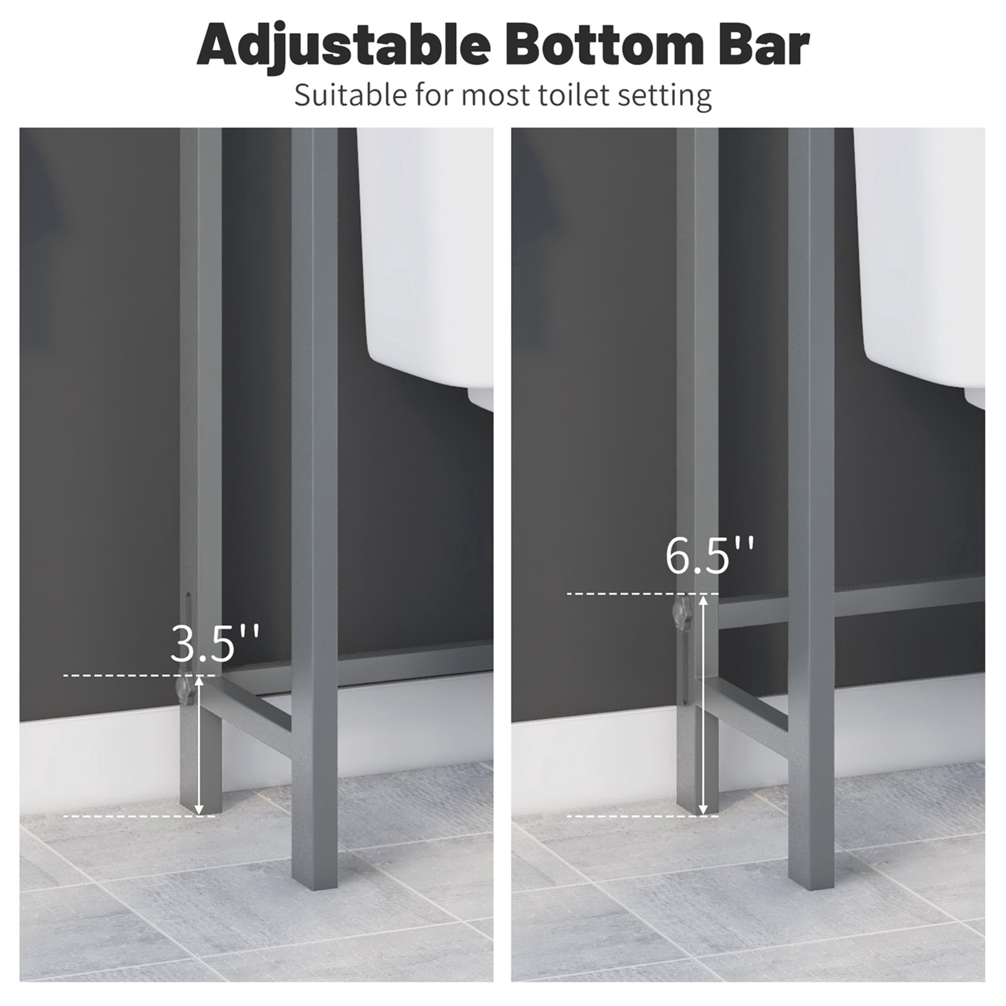 Costway Over-The-Toilet Storage Shelf Space Saving Metal Bathroom Organizer Hooks Grey