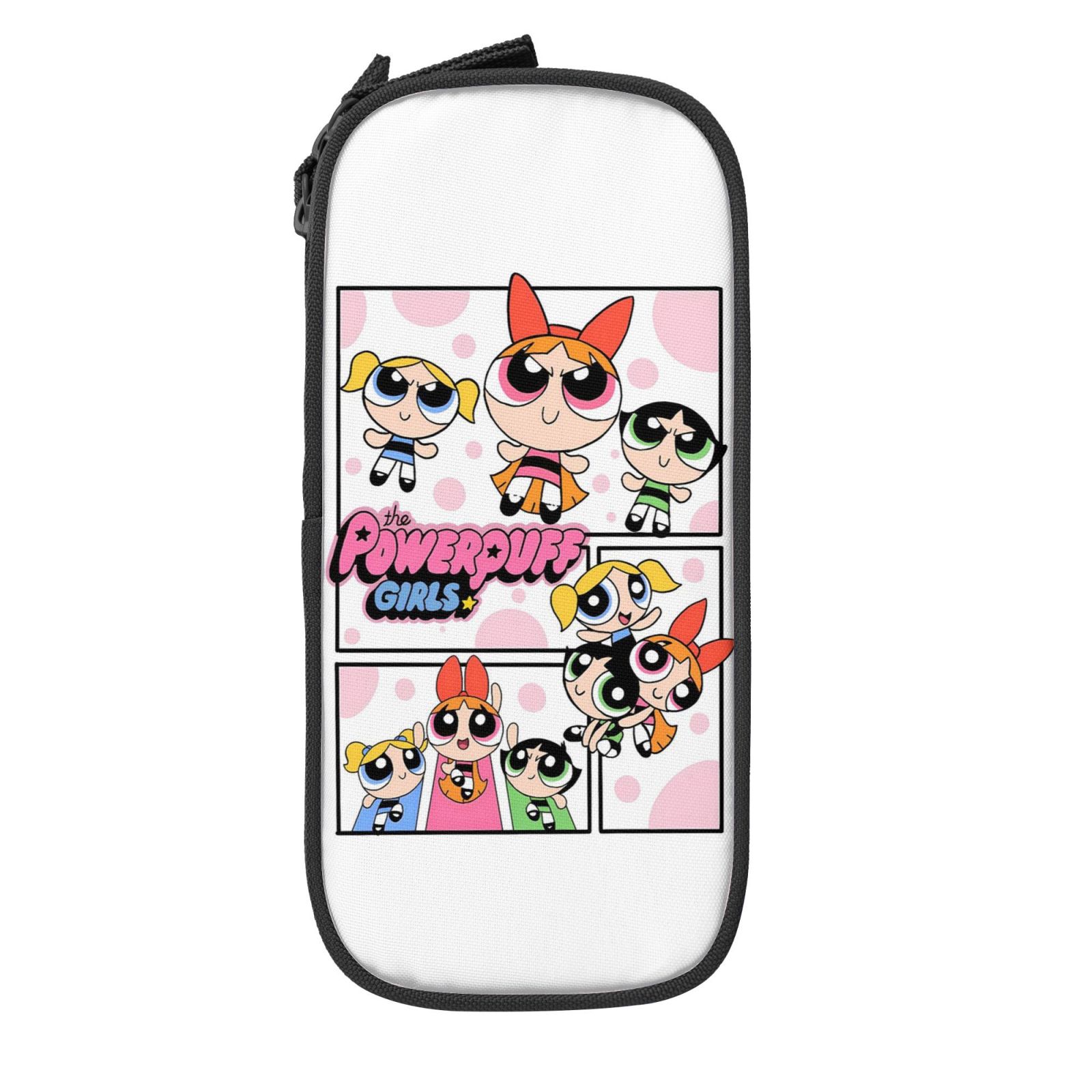 The Powerpuff Gi-rls Pencil Case Large Capacity Pencil Pouch Pen Bag Office Stationery Organizer Travel Makeup Bag Black
